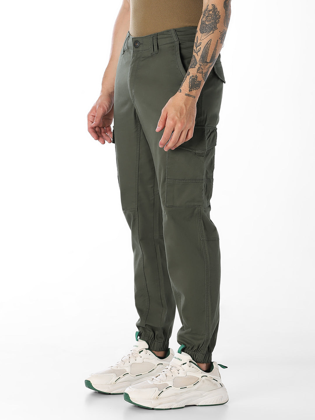 Olive Slim Fit Casual Cargos