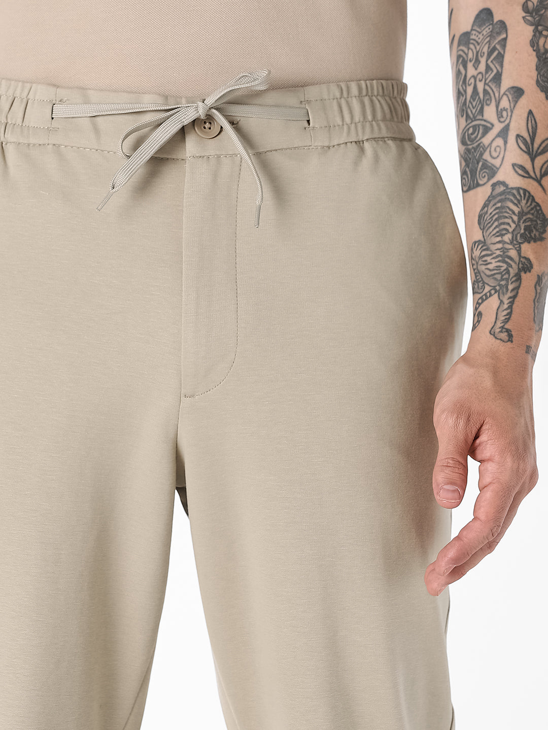 Beige Regular Fit Jogger Pants