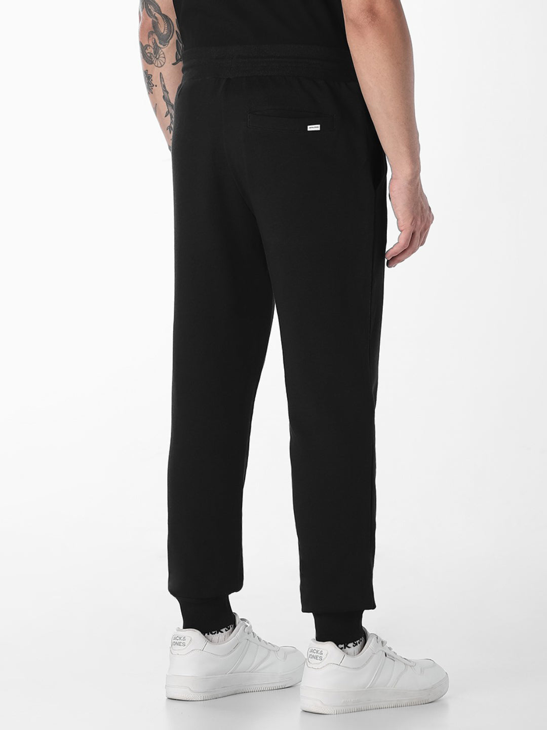 Men's Black Cotton Slim Fit Joggers With Drawstring Waist