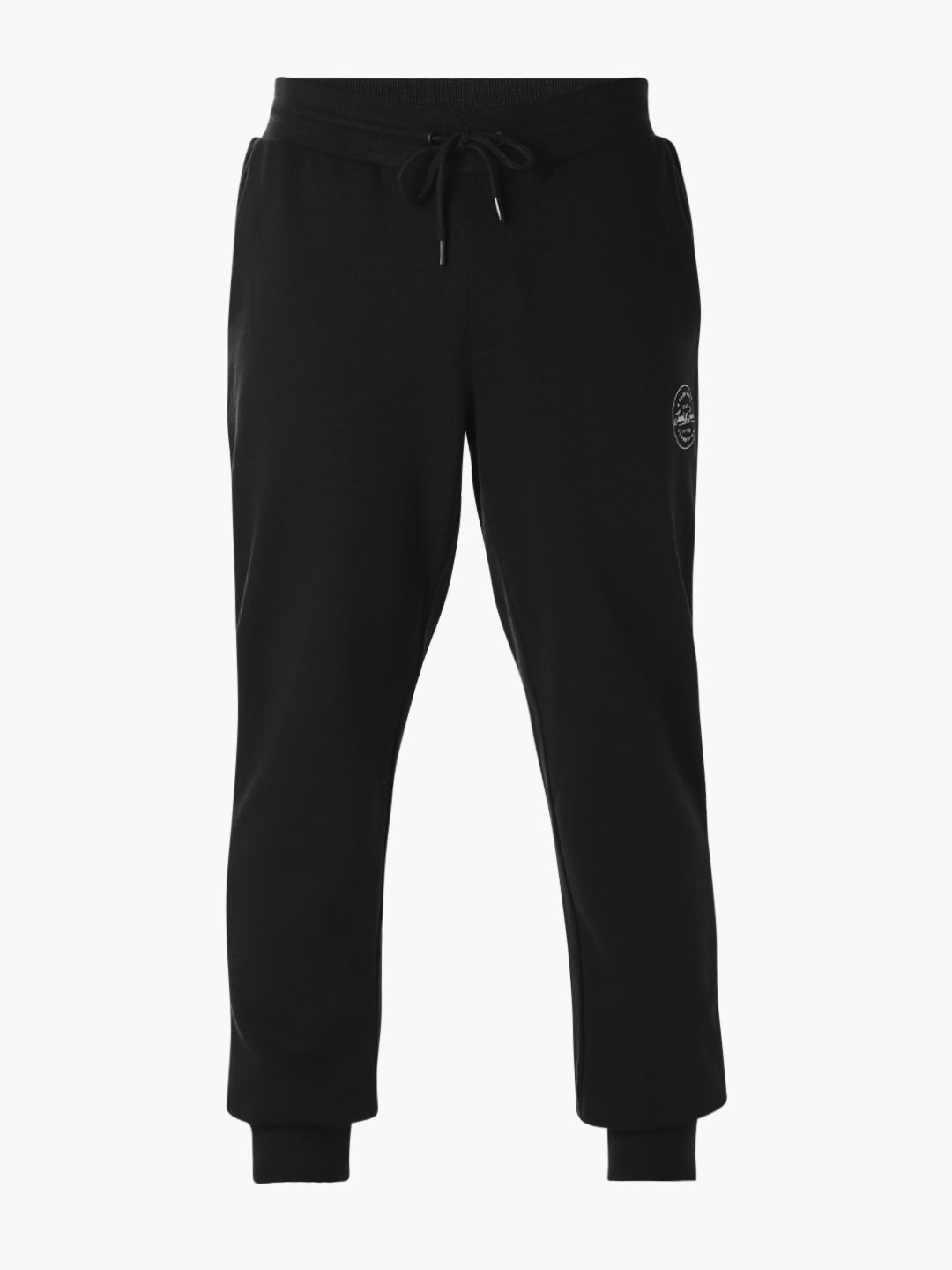 Men's Black Cotton Slim Fit Joggers With Drawstring Waist