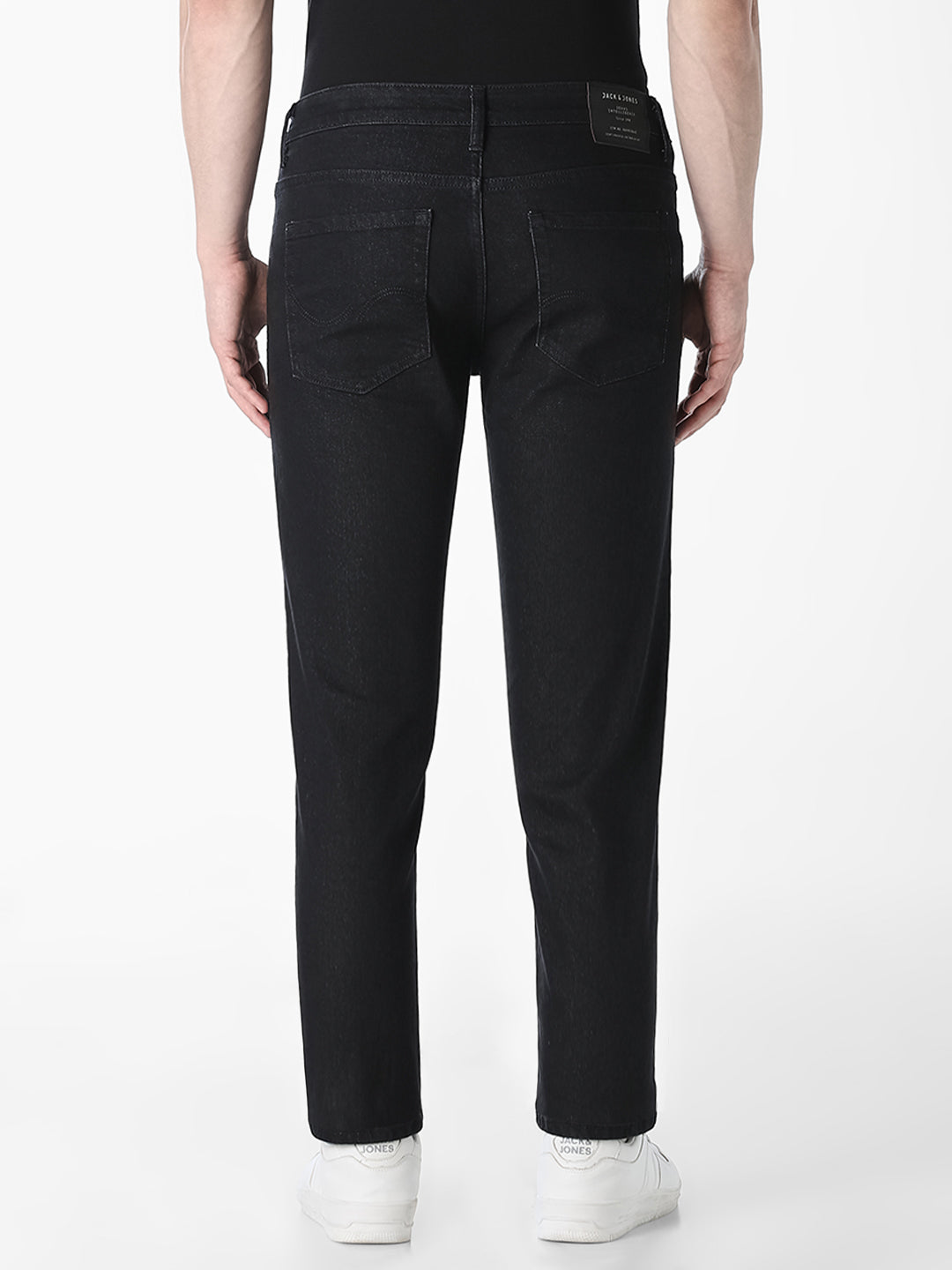 Men's Black Solid Straight Fit Mid-Rise Jeans