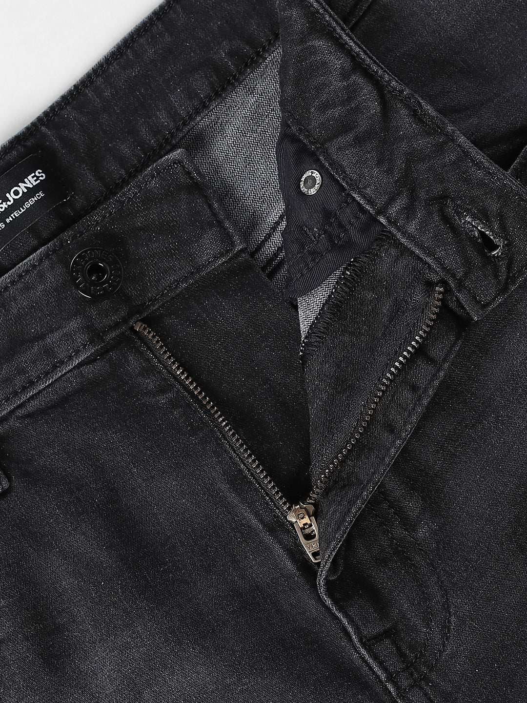 Men Bootcut Black Denim Jeans With Light Fade