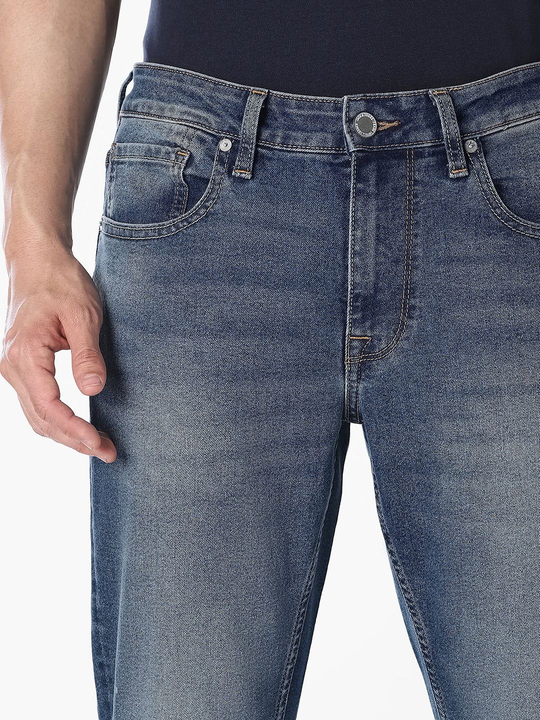 Blue Washed Brak Slim Fit Jeans