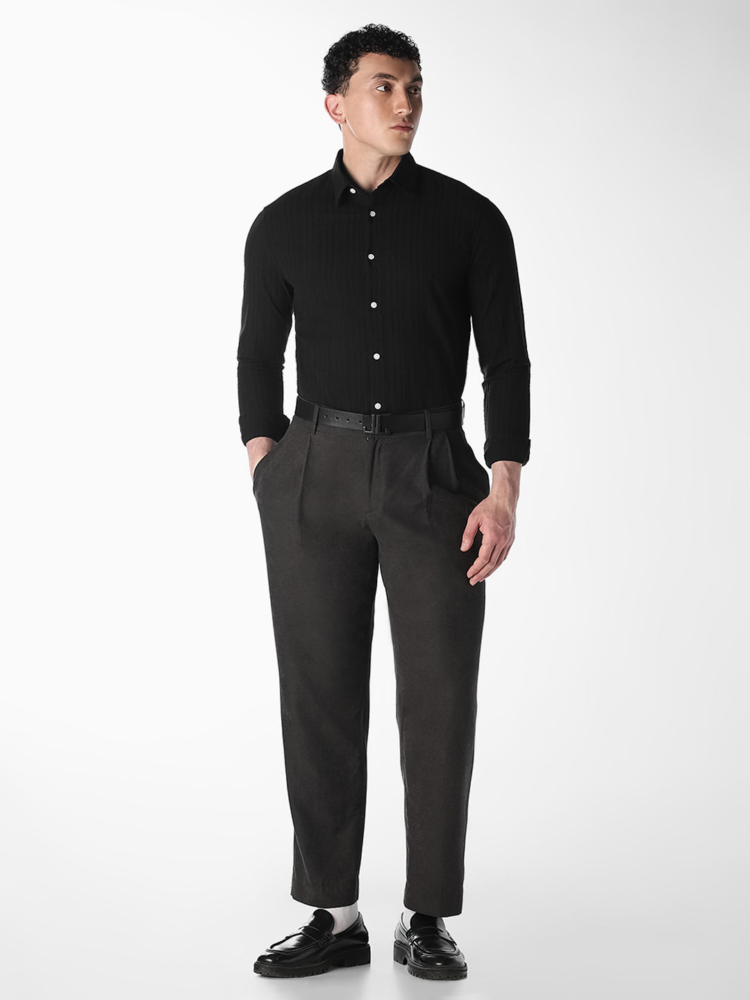 Black Dobby Cotton Shirt