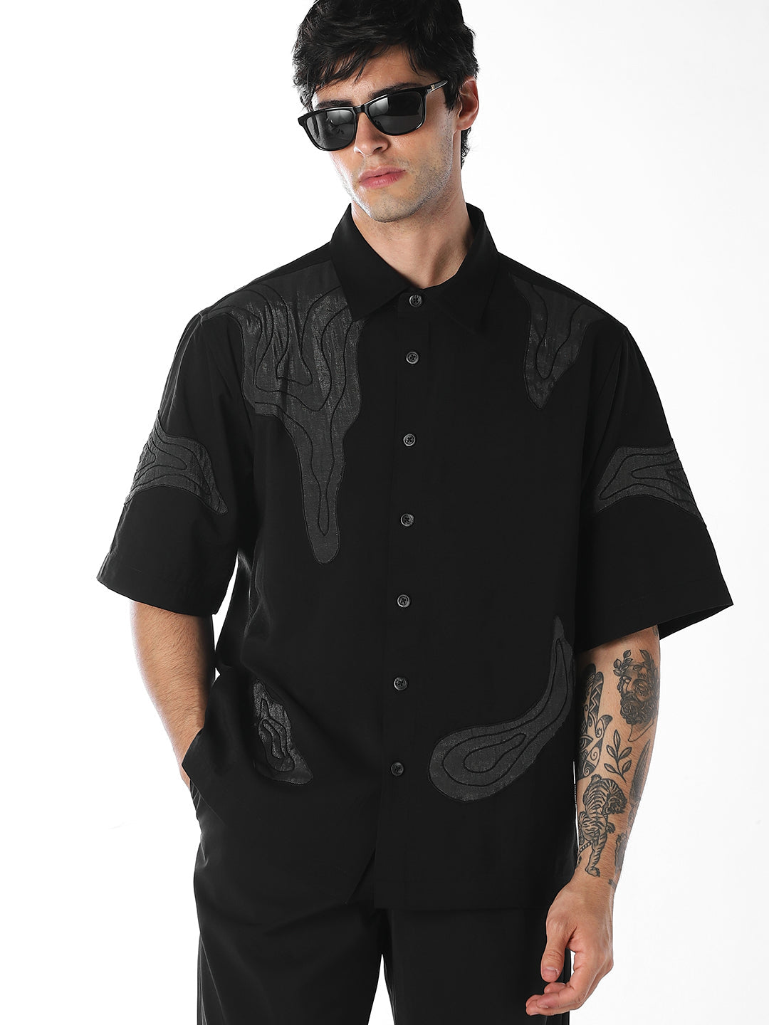 Black Embroidered Oversized