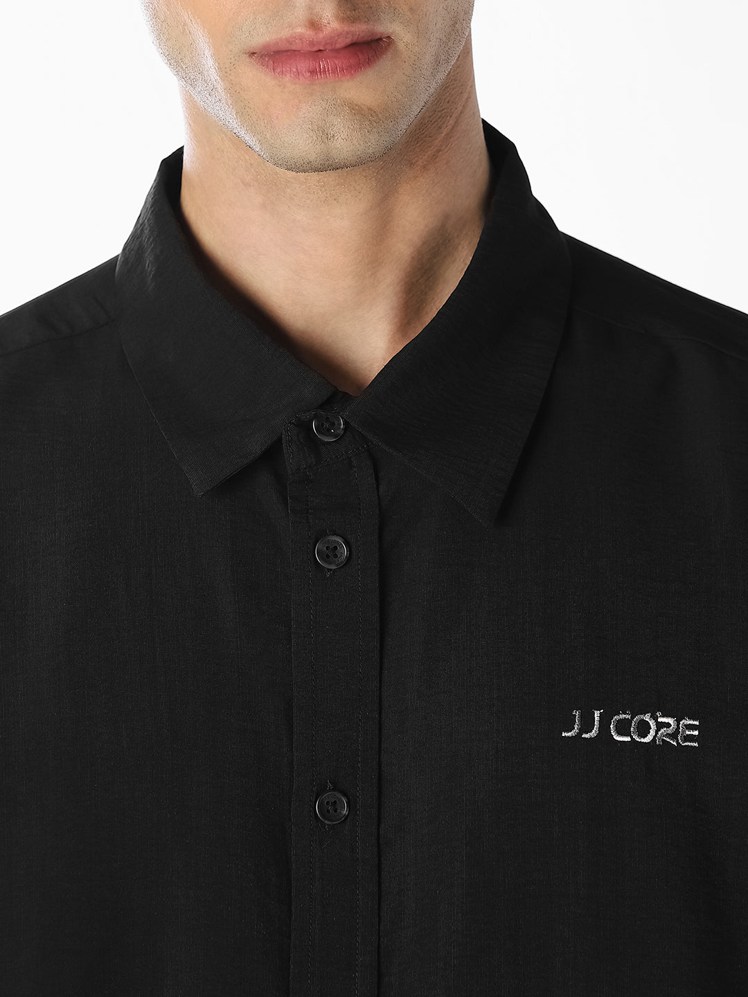 Black Embroidered Oversized Shirt