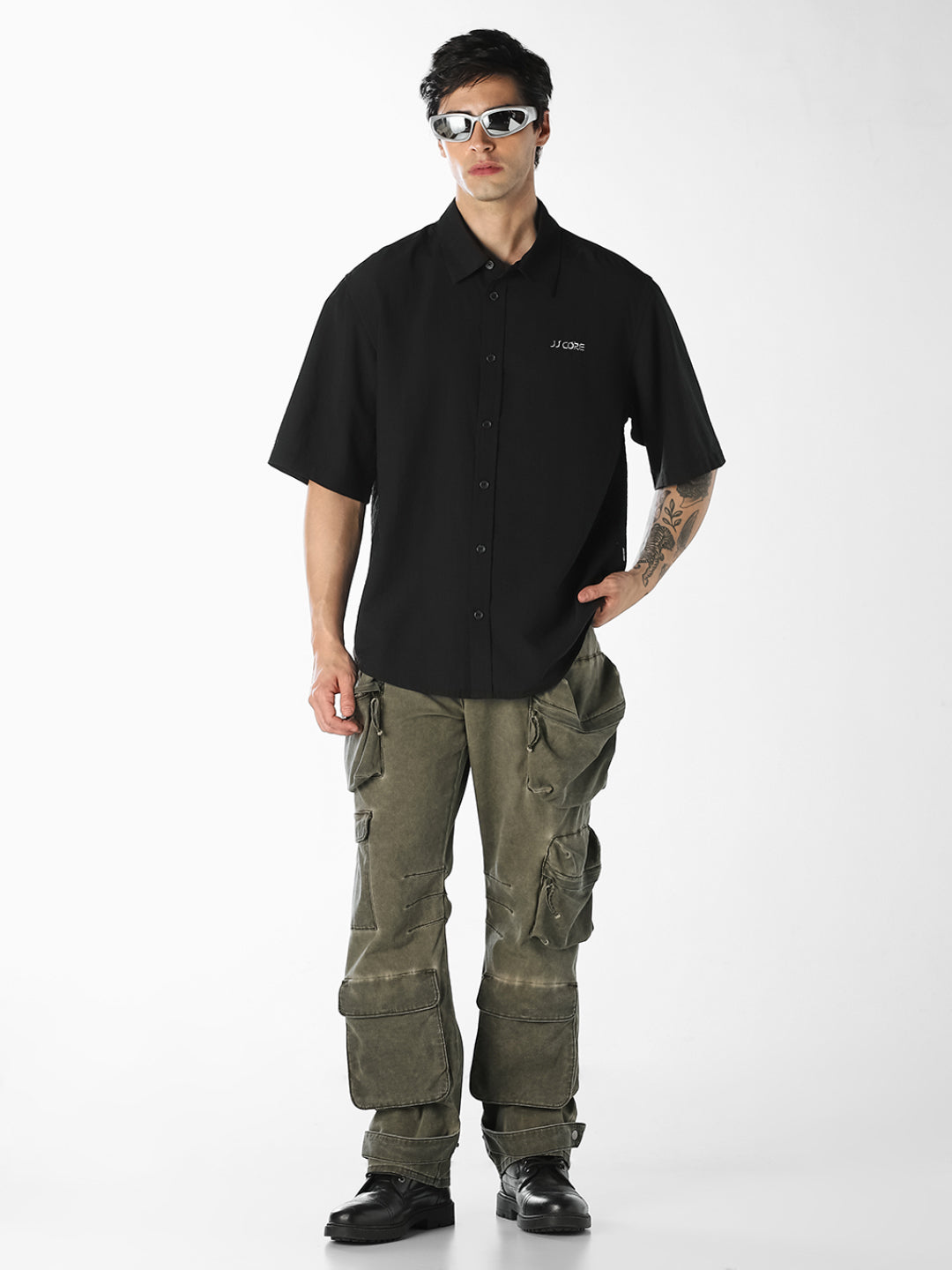 Black Embroidered Oversized Shirt