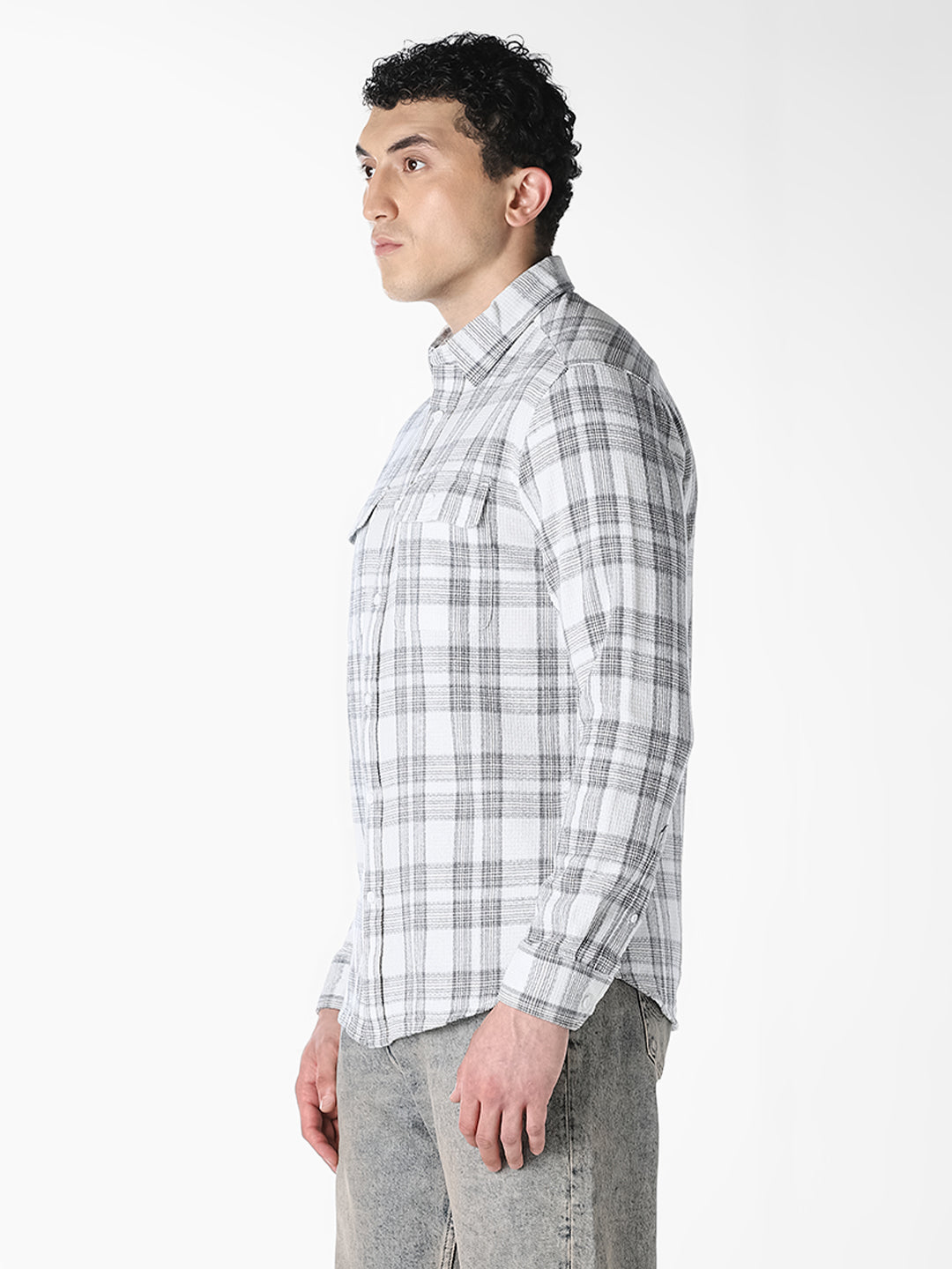 White Check Cotton Shirt