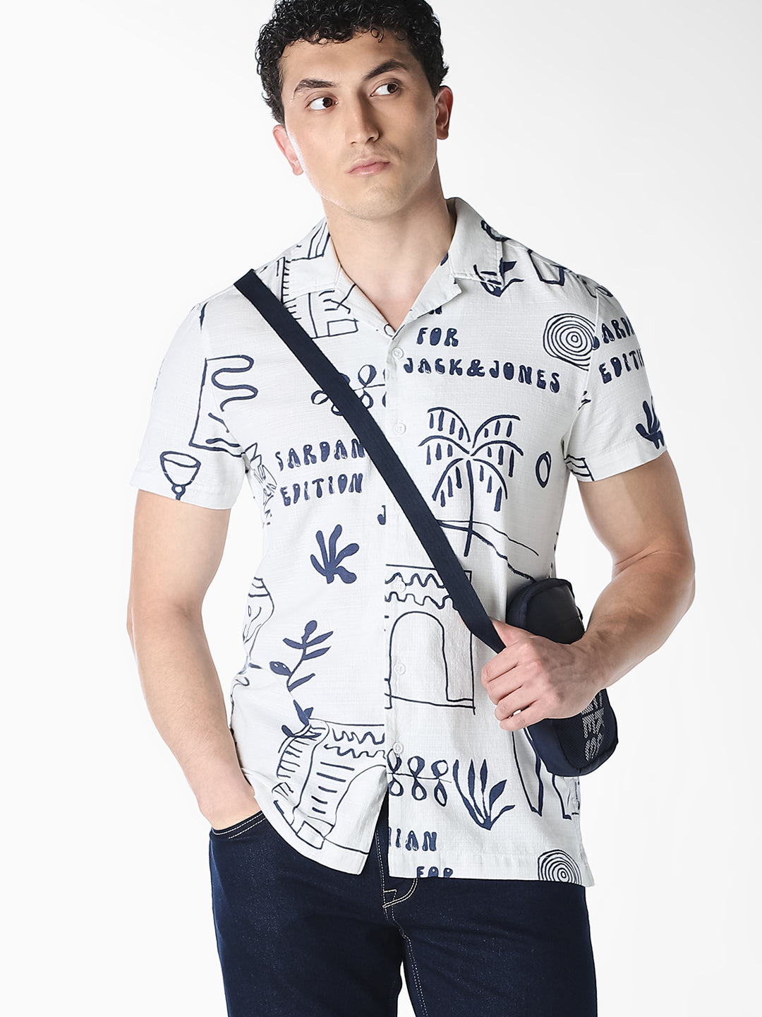 White Printed Comfort Fit Shirt