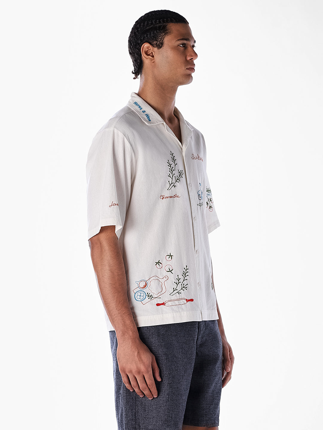White Embroidered Oversized Shirt