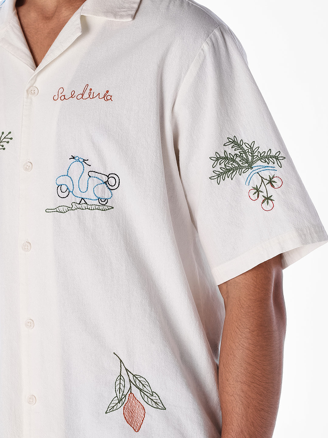 White Embroidered Oversized Shirt
