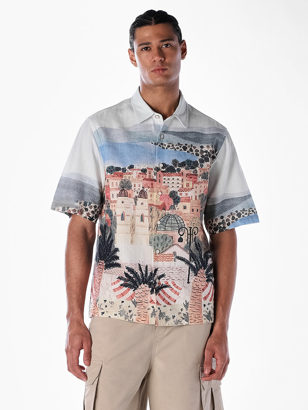 Scenic Print Oversized Shirt