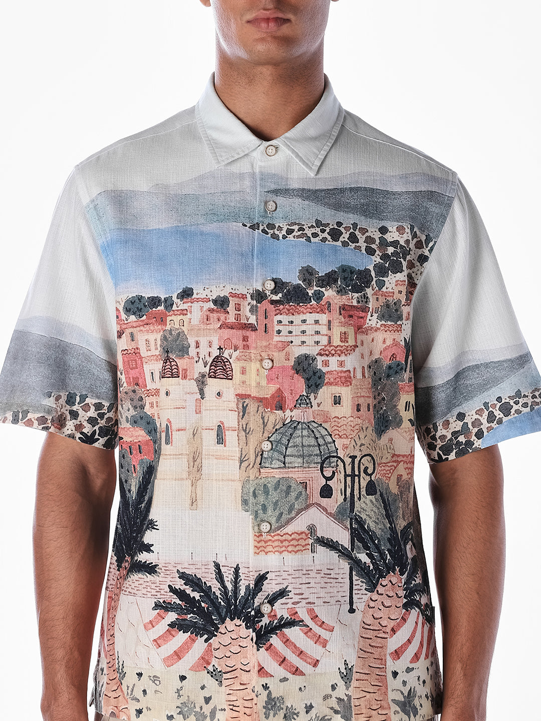 Scenic Print Oversized Shirt