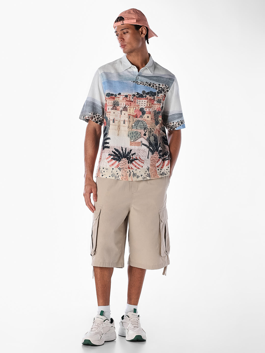 Scenic Print Oversized Shirt