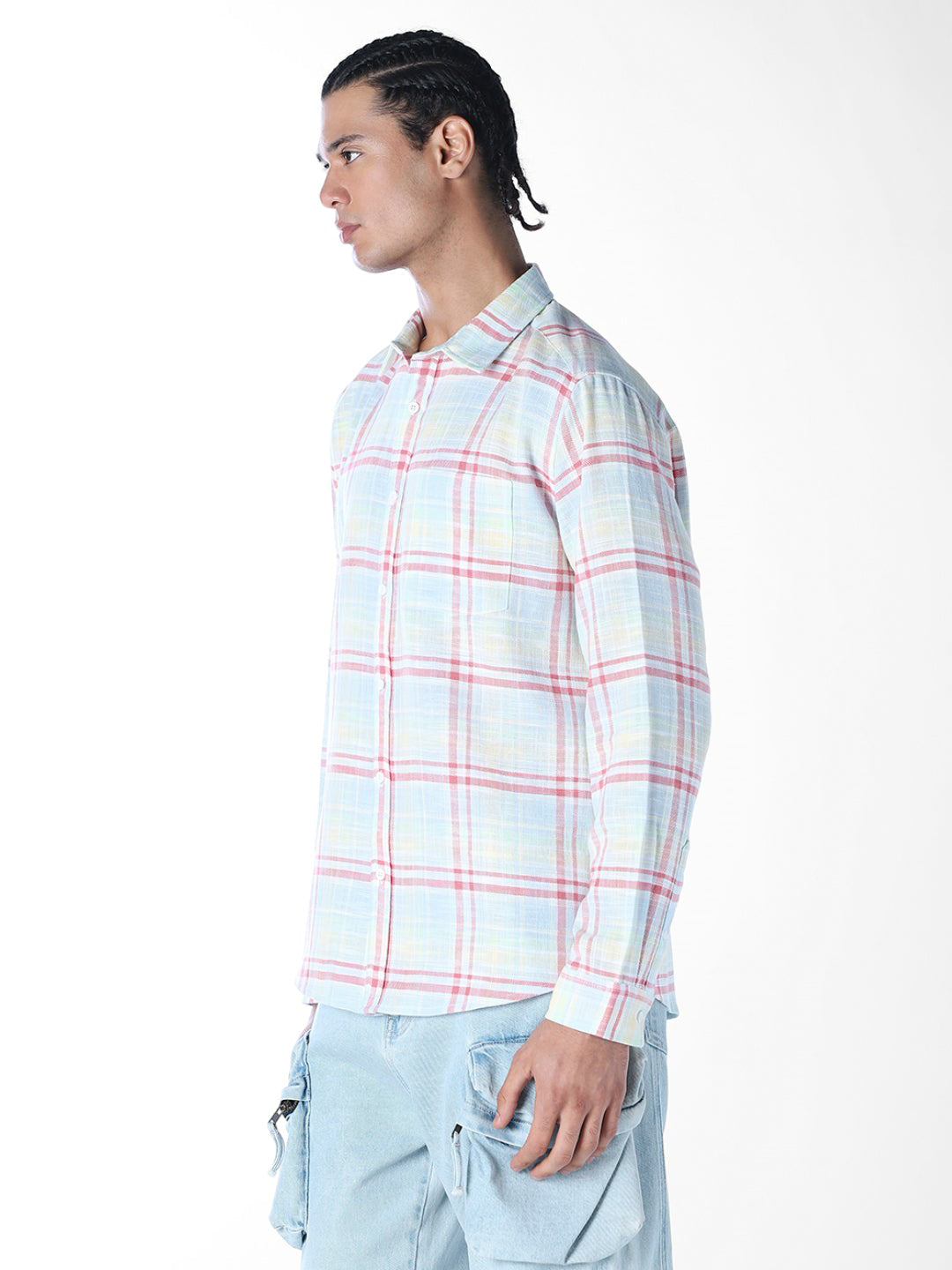 Pastel Green Check Cotton Shirt