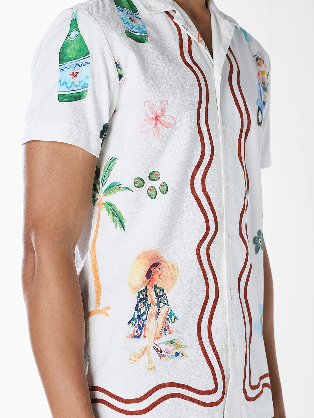 White Printed Comfort Fit Shirt