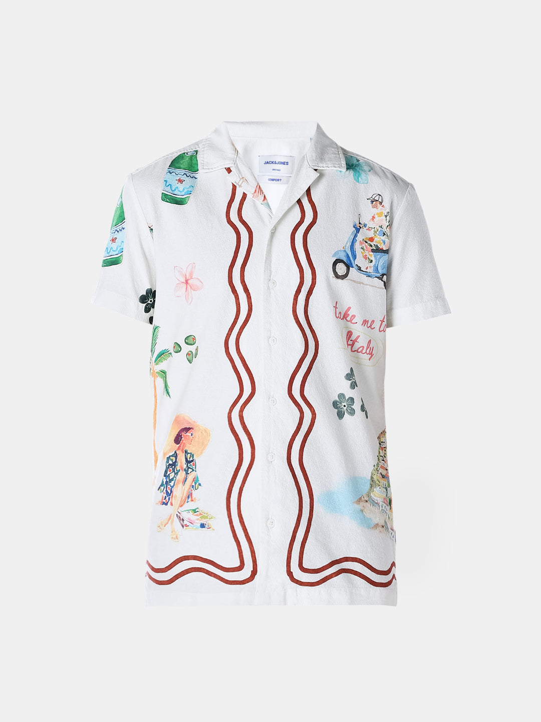 White Printed Comfort Fit Shirt