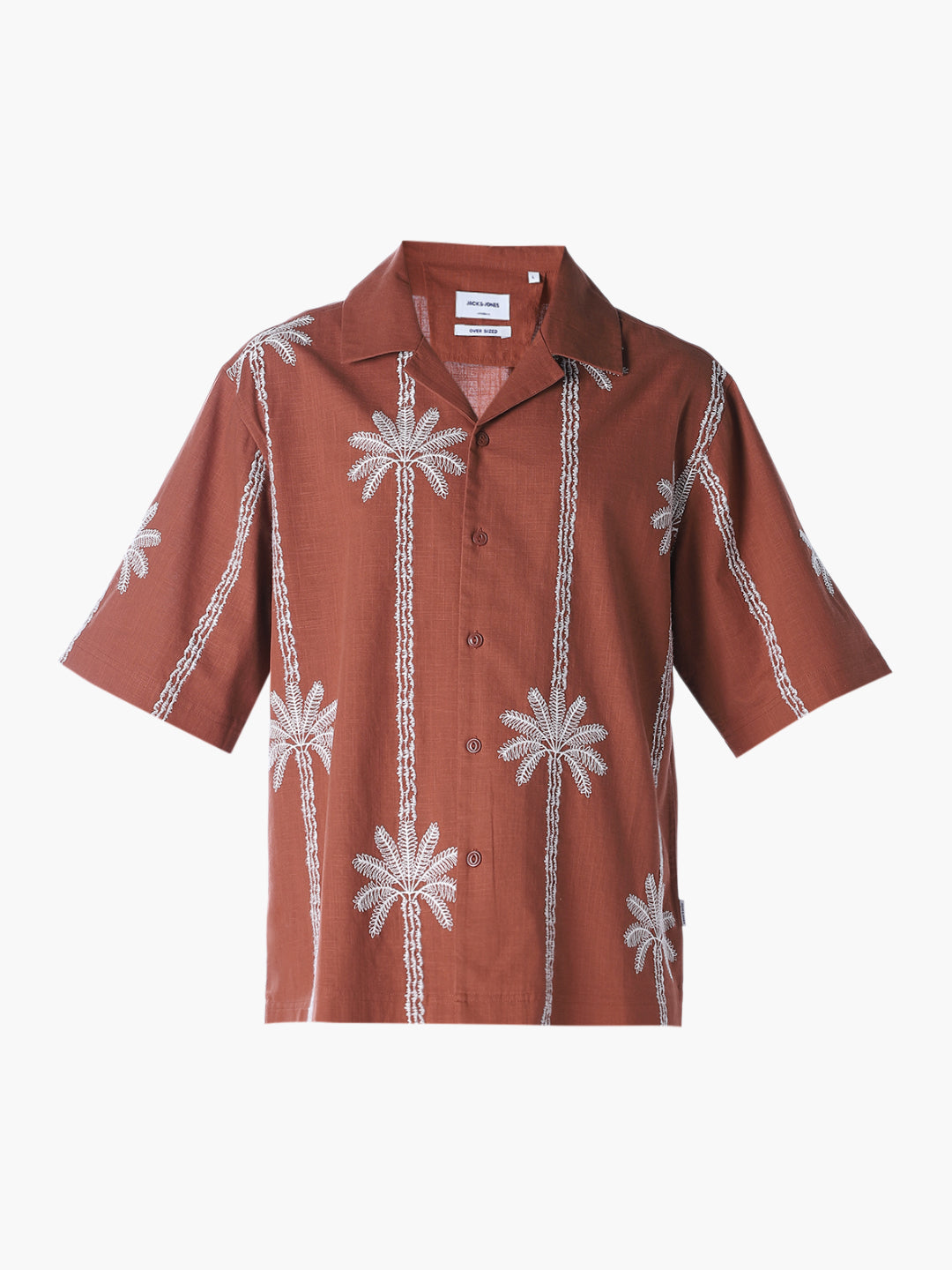Rust Embroidered Oversized Shirt