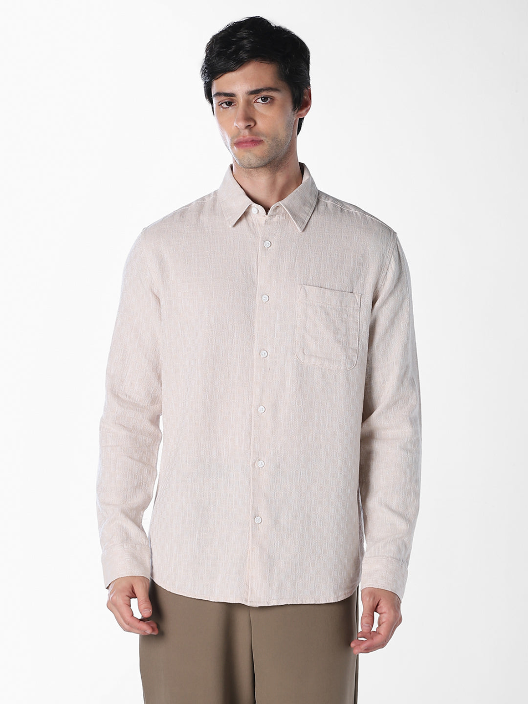 Textured Weave Full Sleeves Shirt