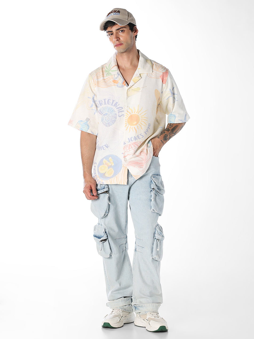 Yellow Printed Oversized Shirt