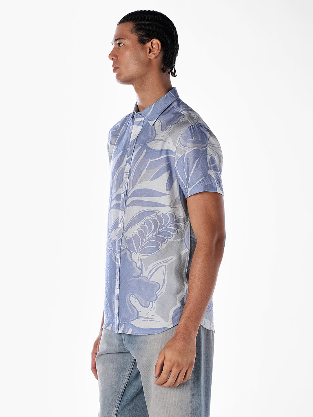 Blue Floral Comfort Fit Shirt