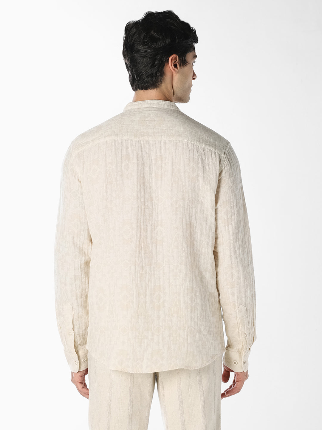 Beige Jacquard Cotton Shirt