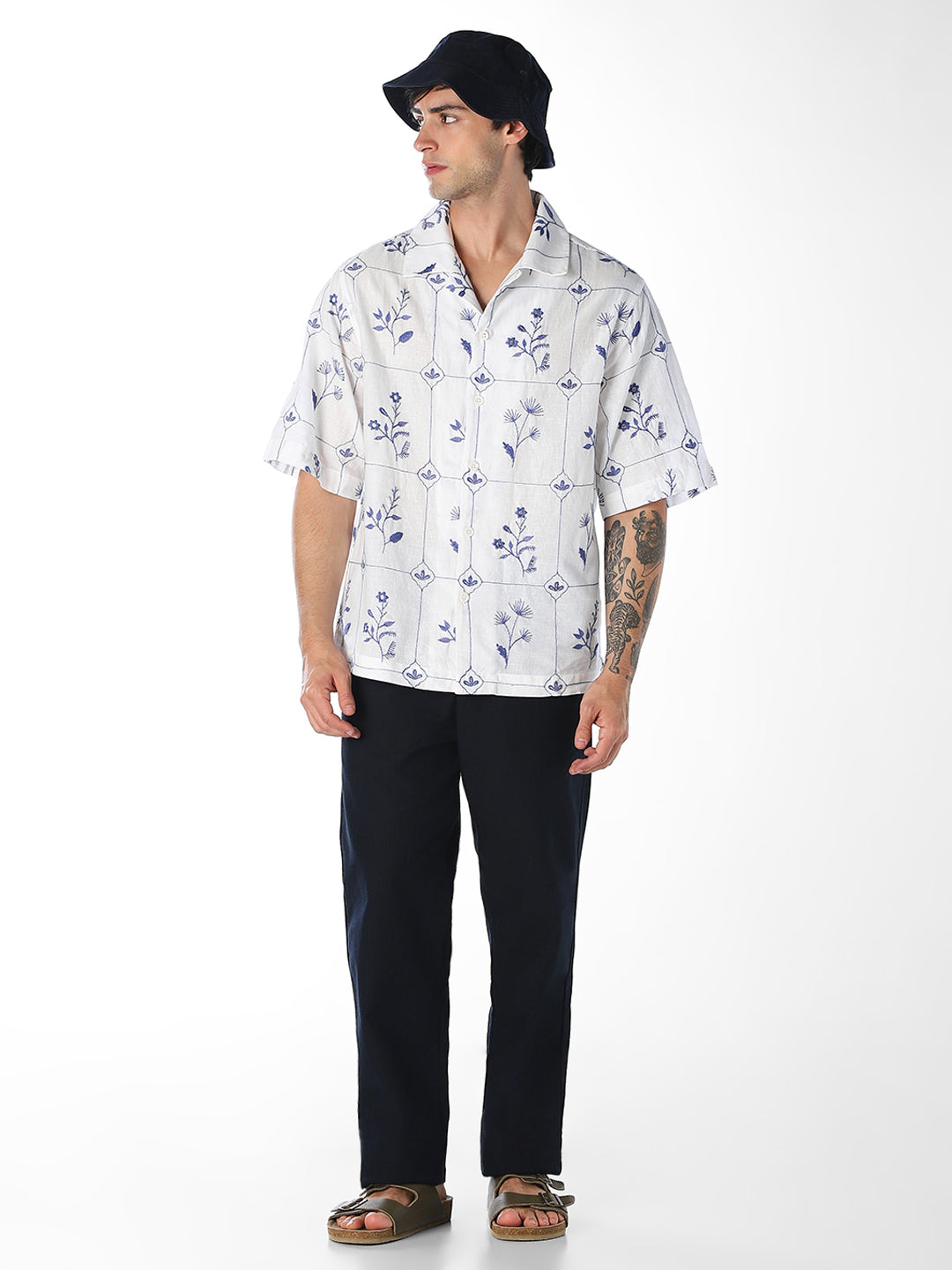 Floral Embroidered Oversized Shirt