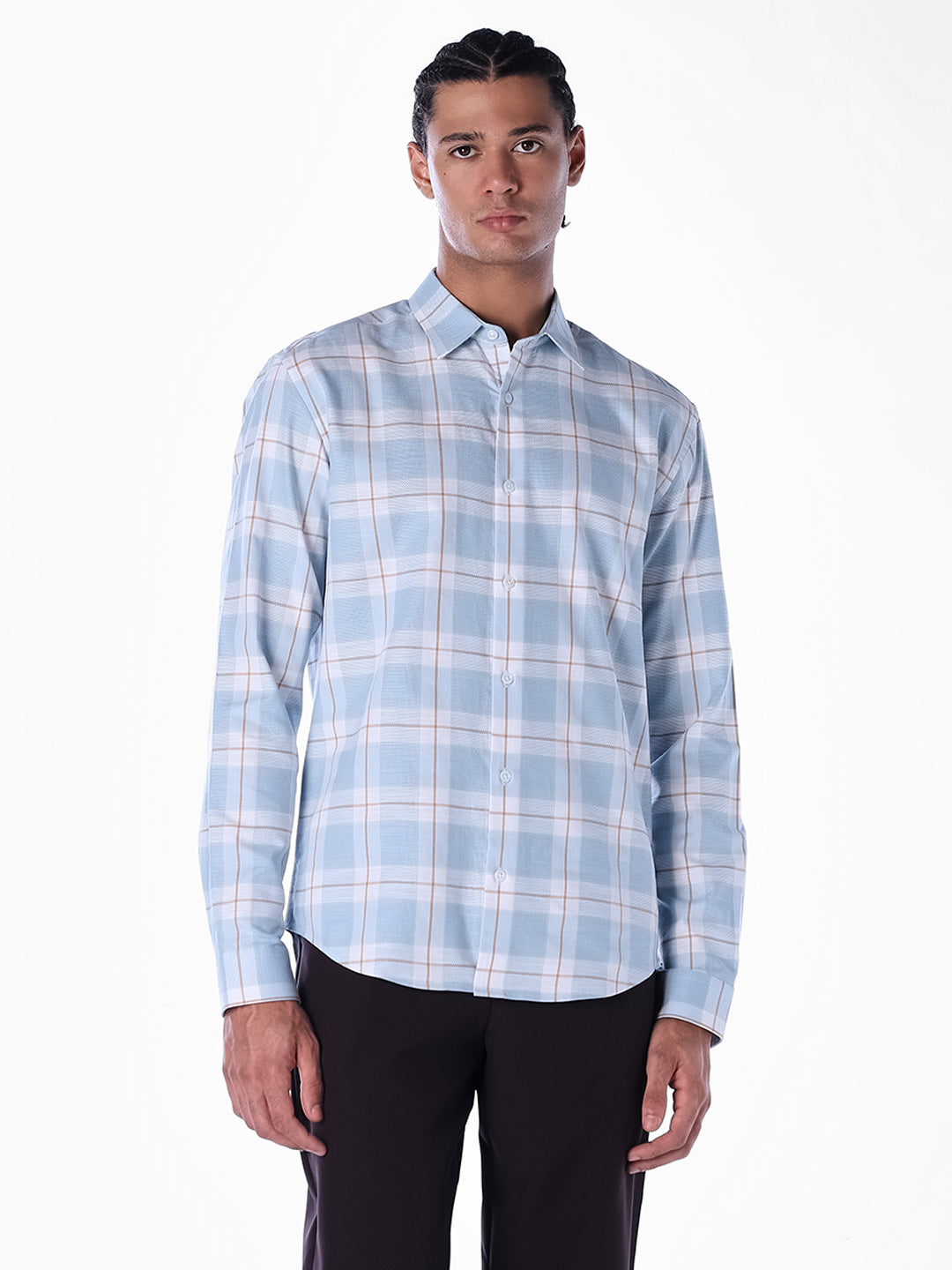 Blue Check Cotton Shirt