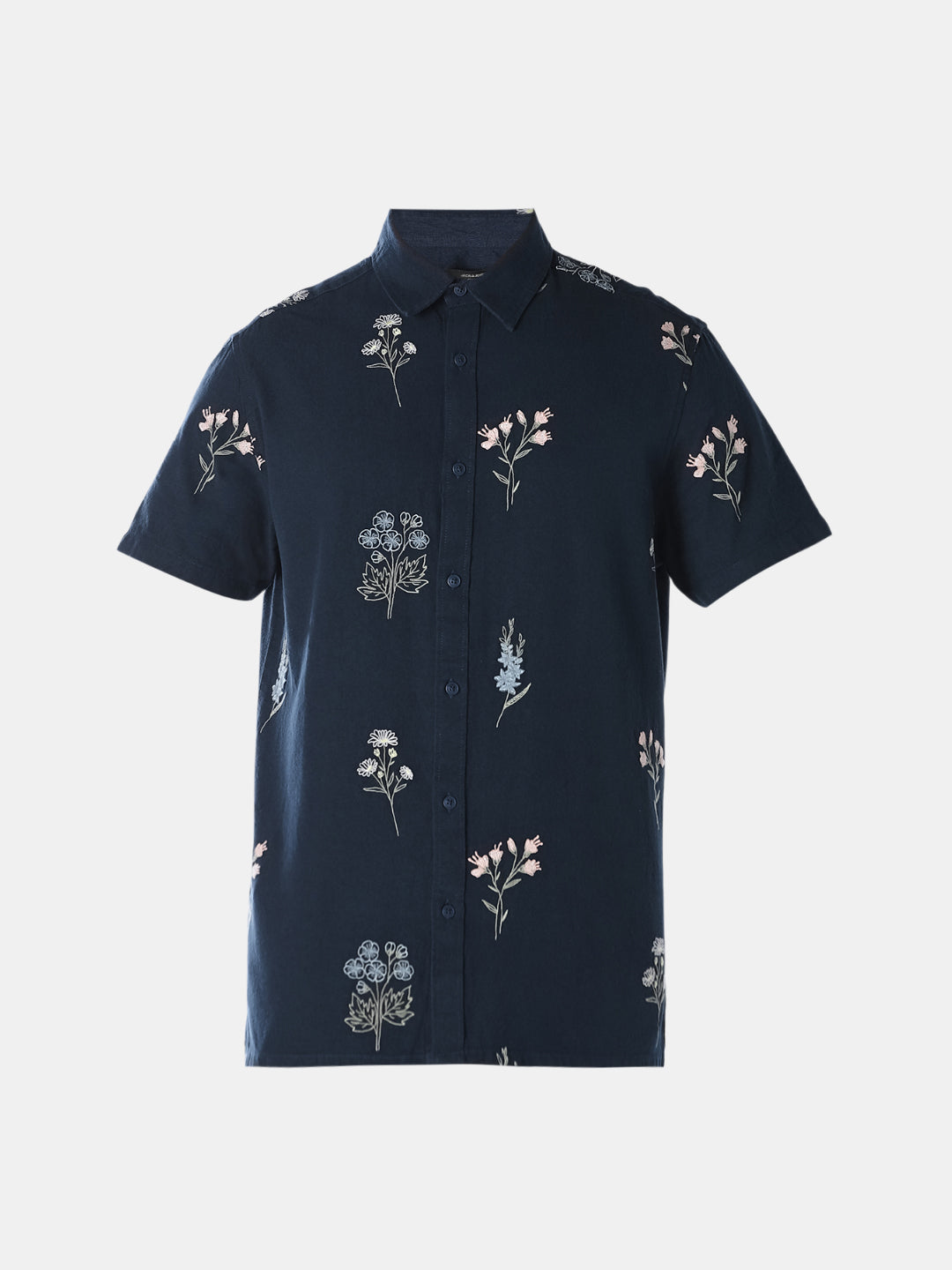 Blue Embroidered Cotton Shirt