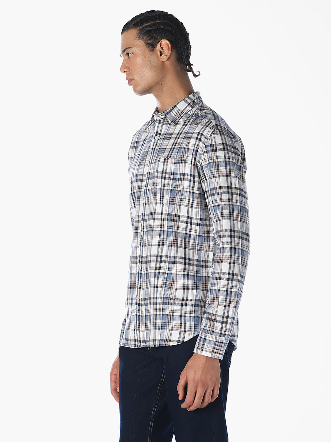 Blue Check Regular Fit Shirt