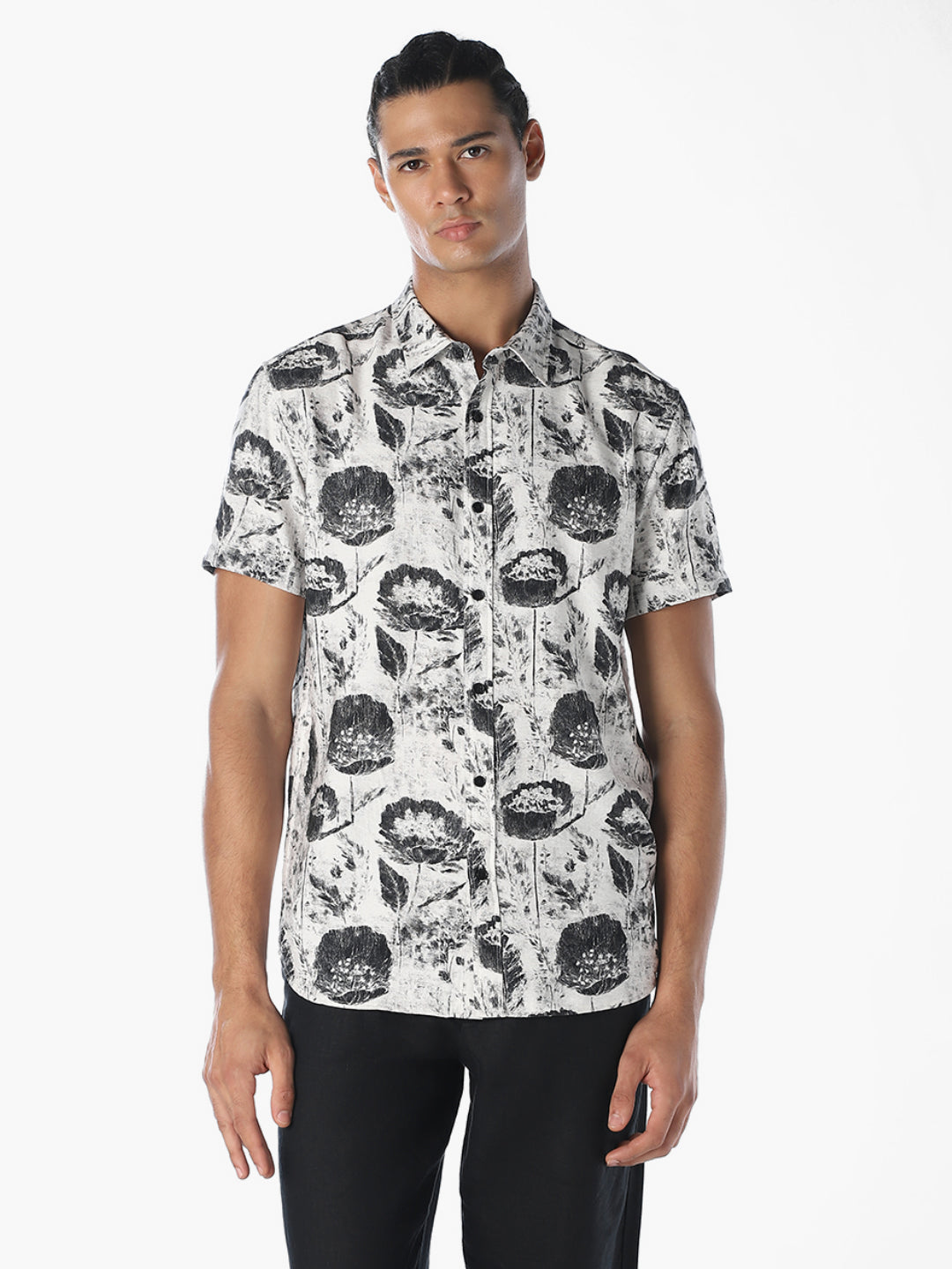 White Printed Comfort Fit Shirt