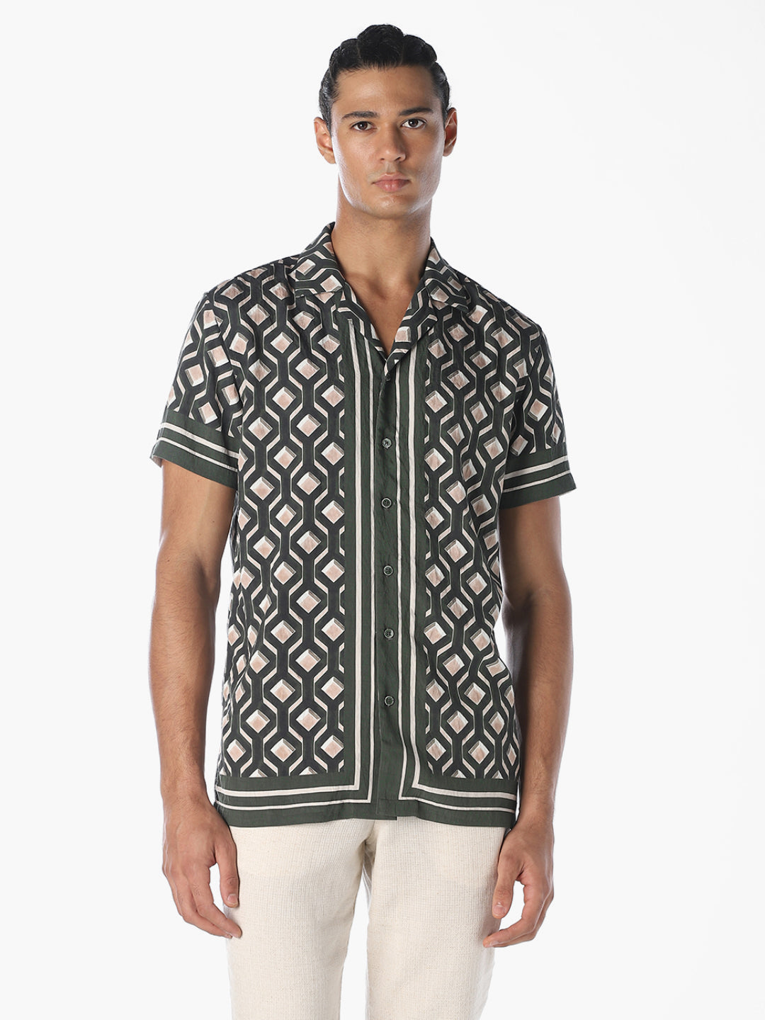 Green Printed Comfort Fit Shirt