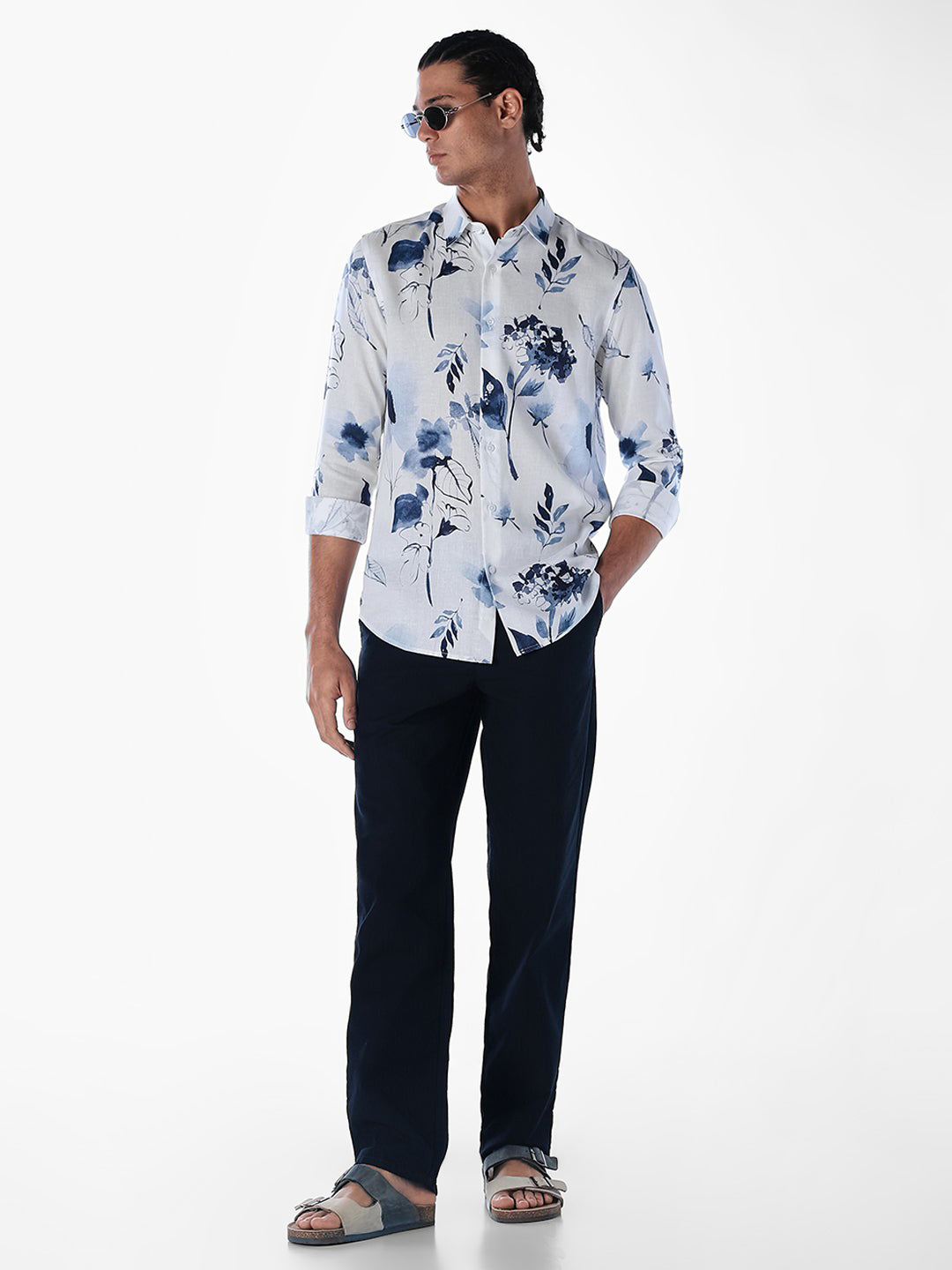 Linen Blend Printed Shirt