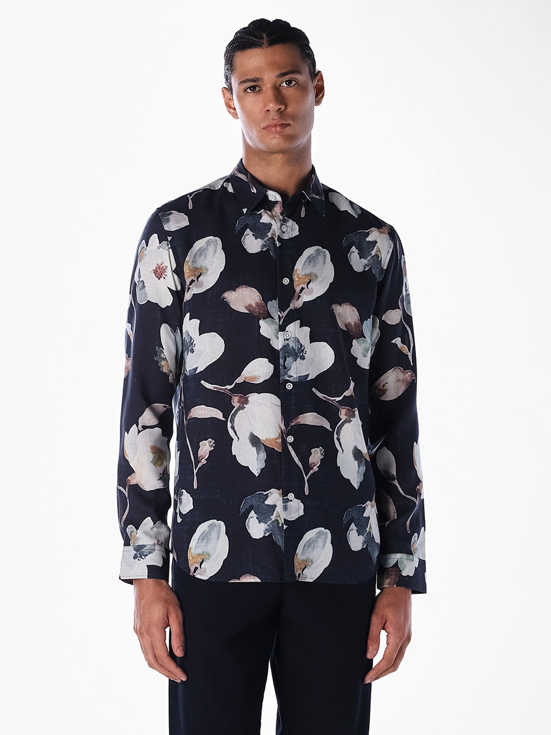 Black Floral Slim Fit Shirt