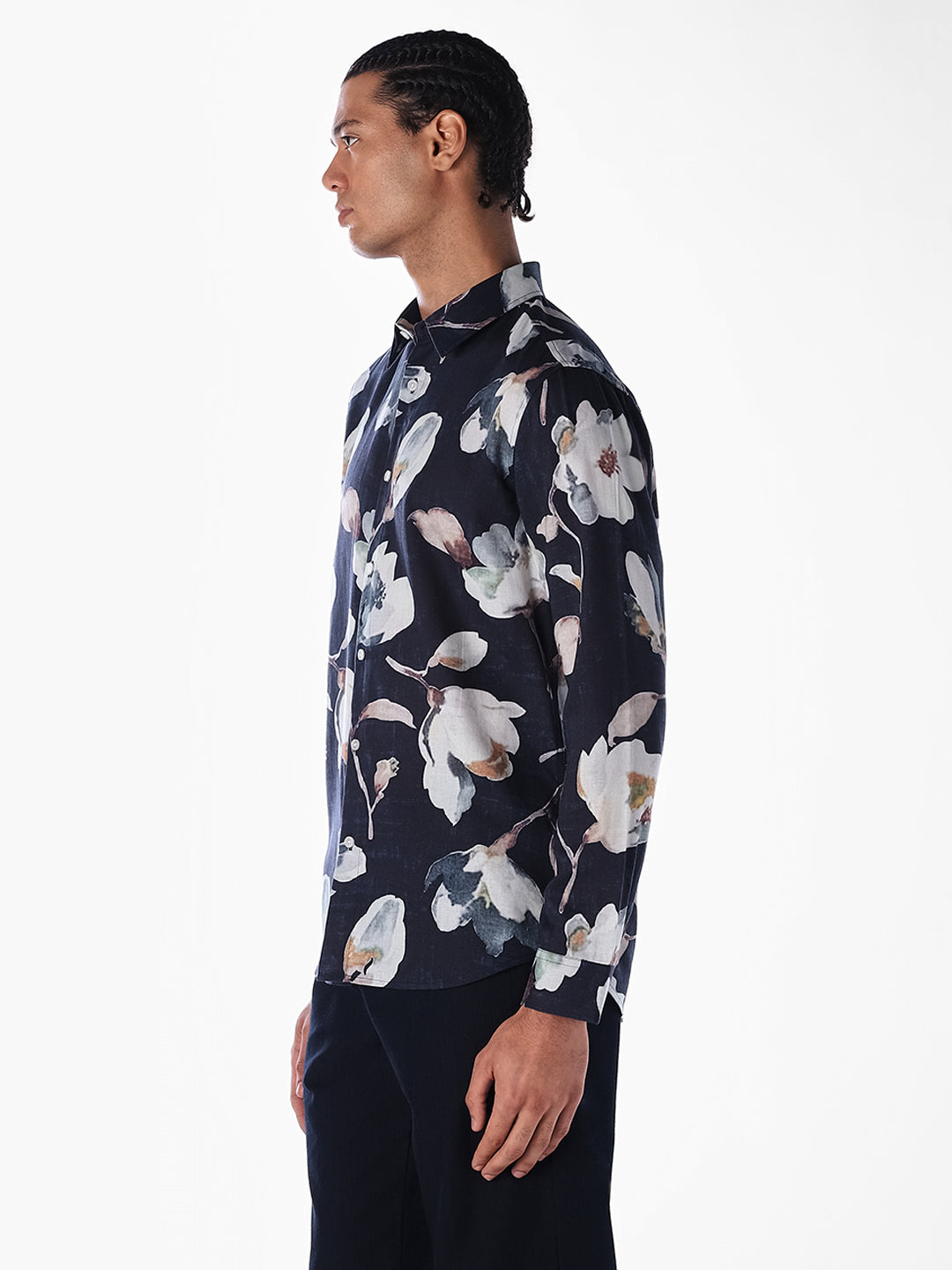 Black Floral Slim Fit Shirt