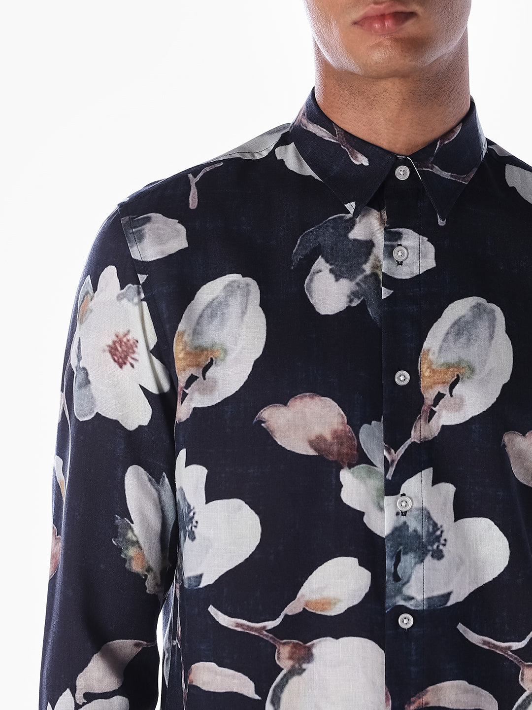 Black Floral Slim Fit Shirt