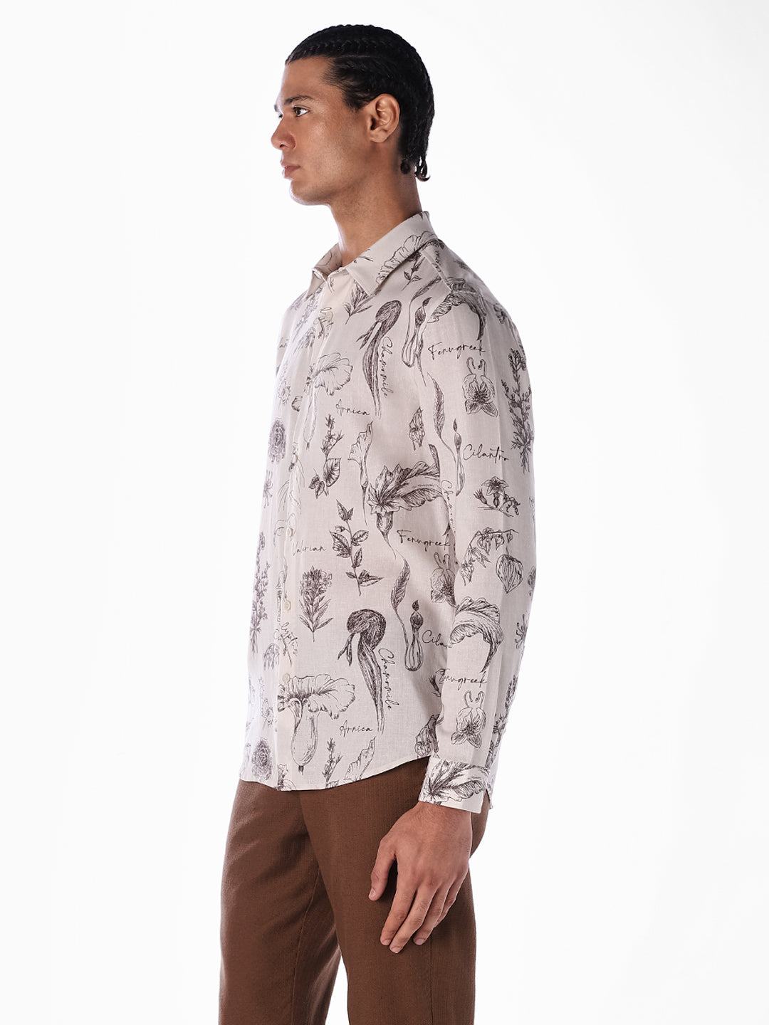 Floral Slim Fit Linen Blend Shirt