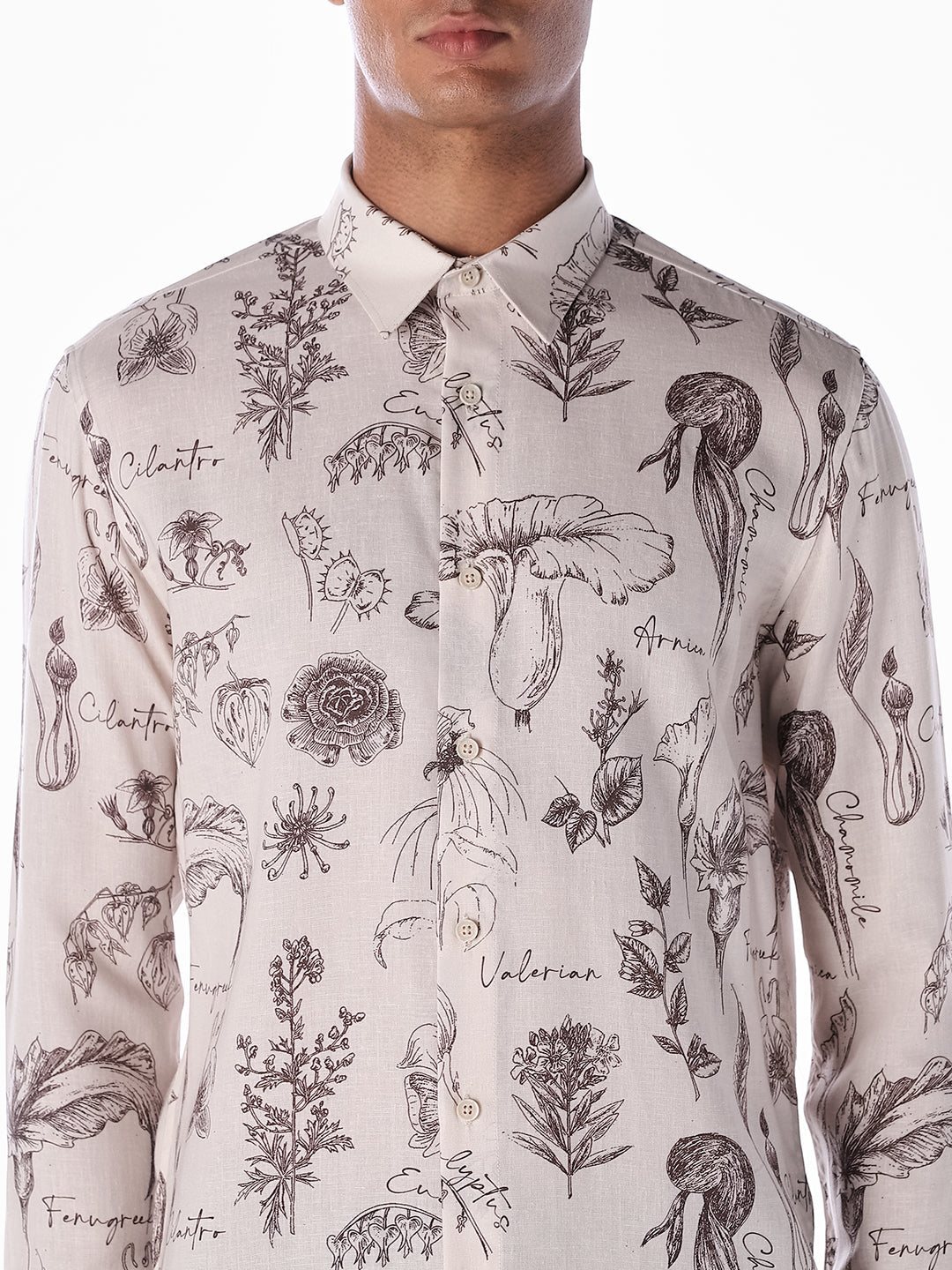 Floral Slim Fit Linen Blend Shirt