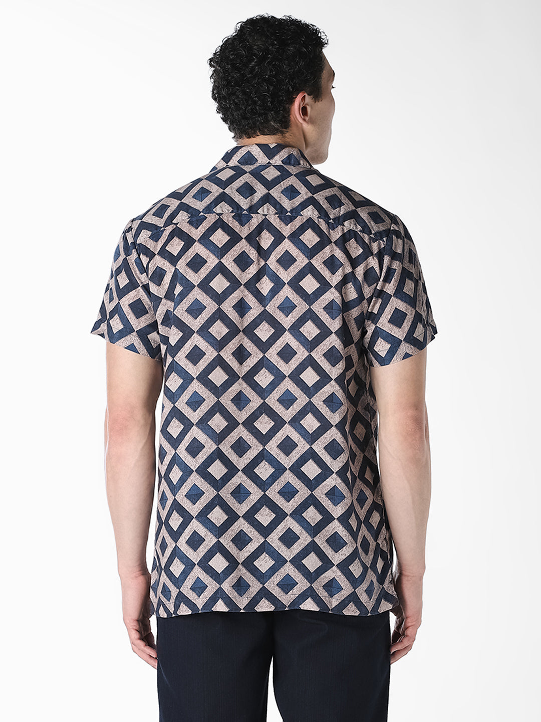 Blue Geometric Print Comfort Fit Shirt