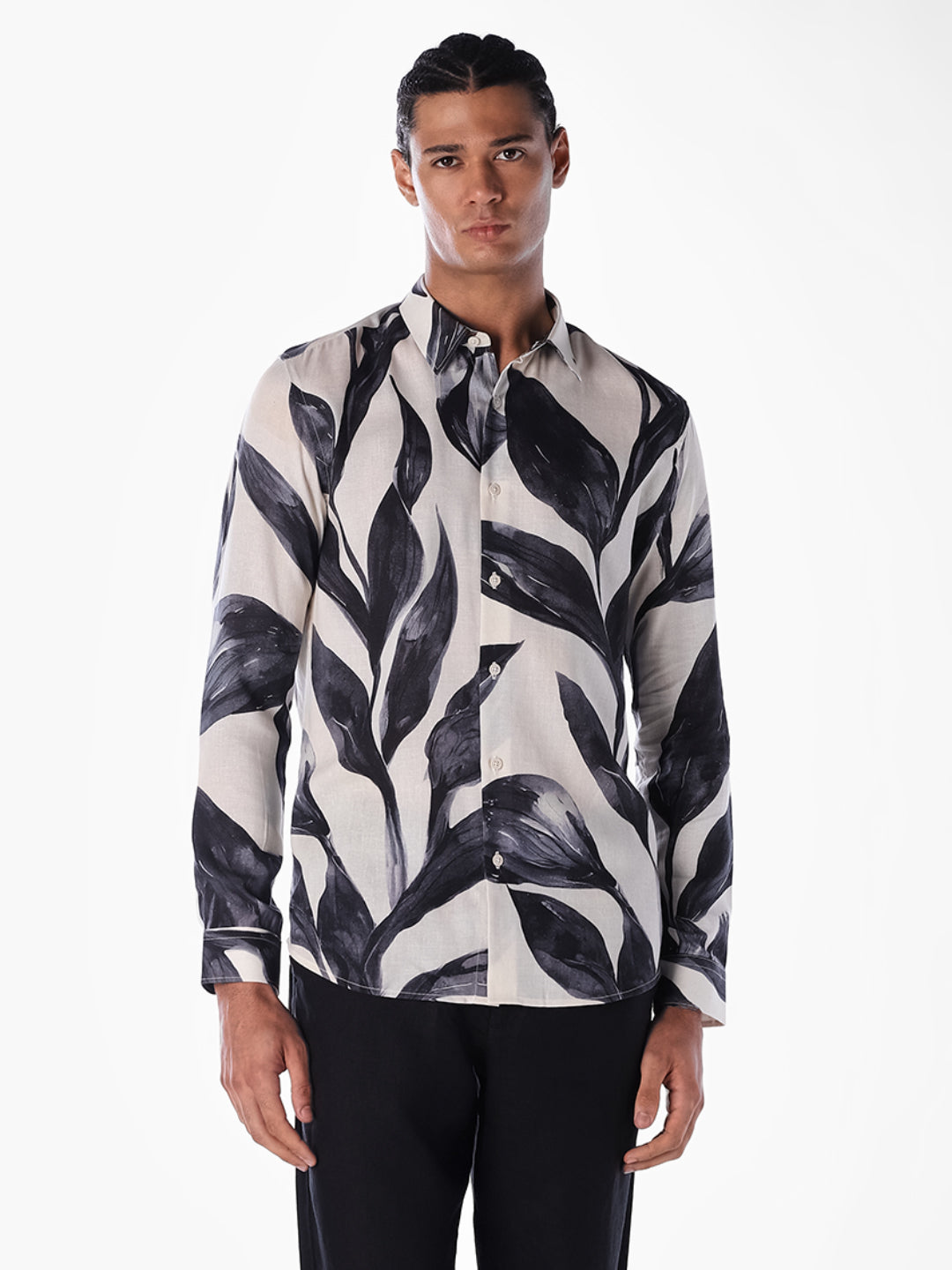 Floral Slim Fit Linen Blend Shirt
