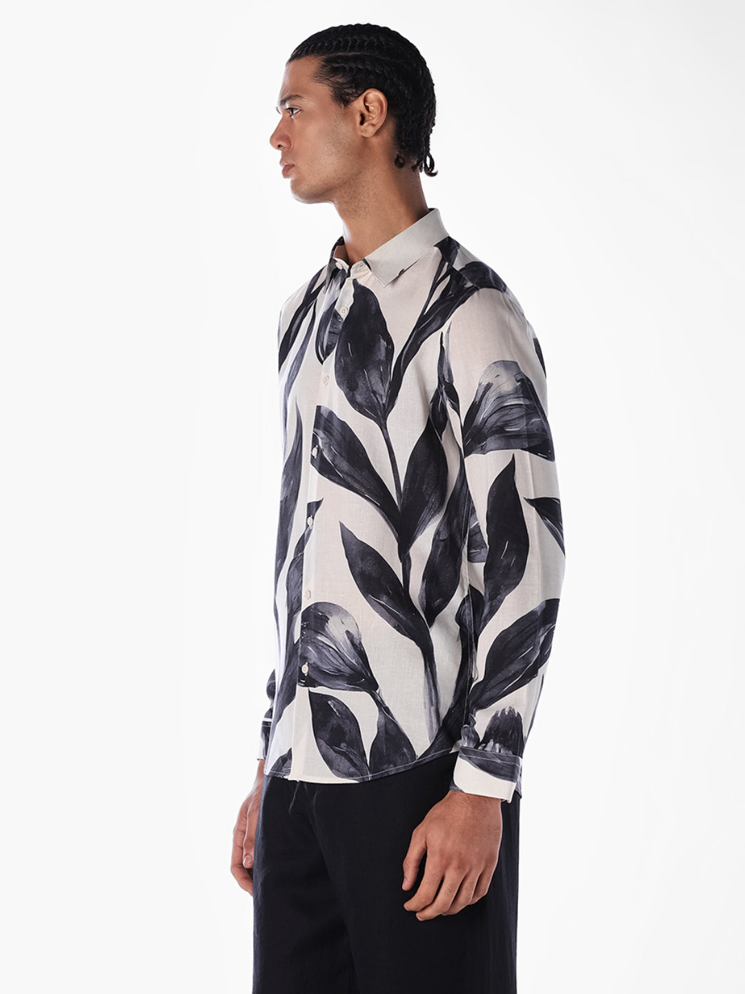 Floral Slim Fit Linen Blend Shirt