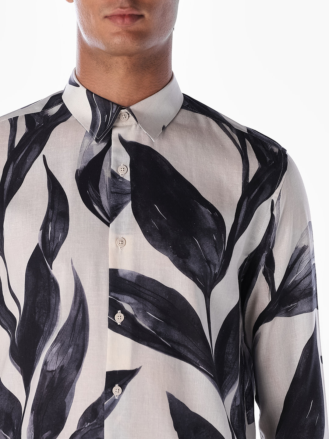 Floral Slim Fit Linen Blend Shirt