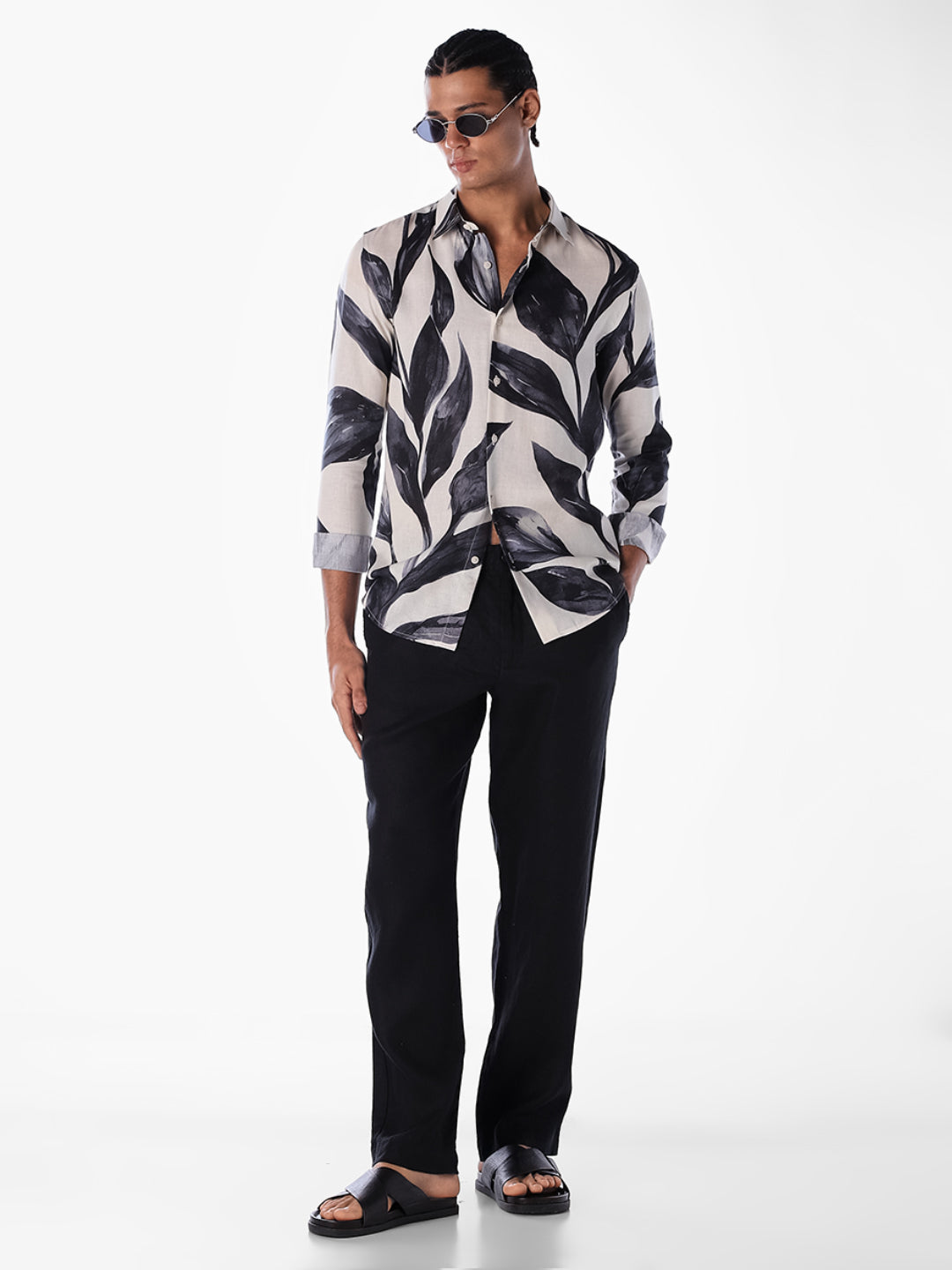 Floral Slim Fit Linen Blend Shirt