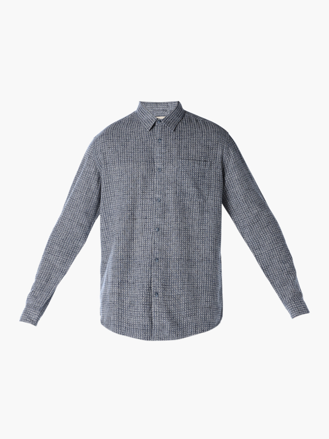 Blue Printed Dobby Shirt