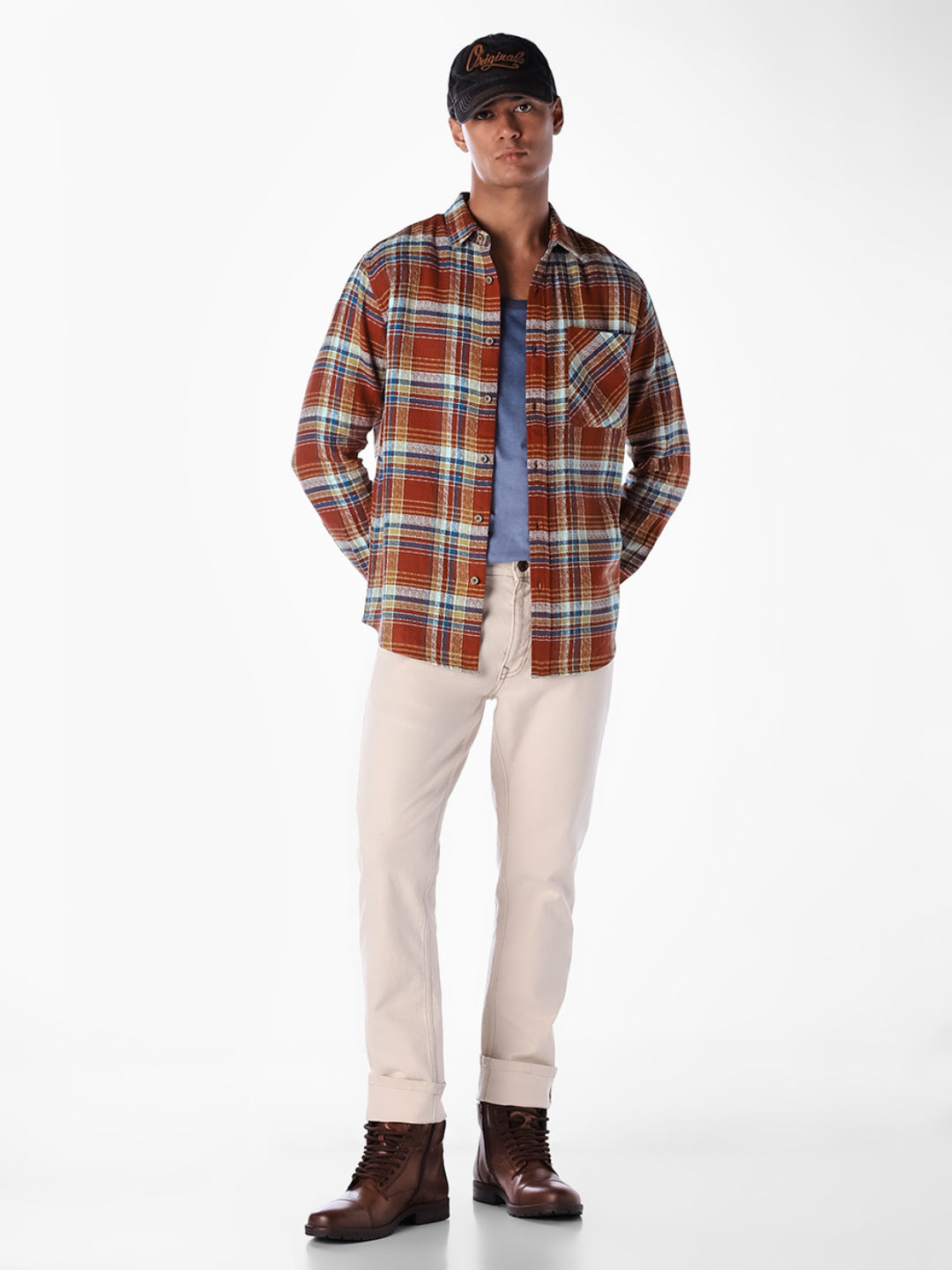 Patch Pocket Check Cotton Shirt