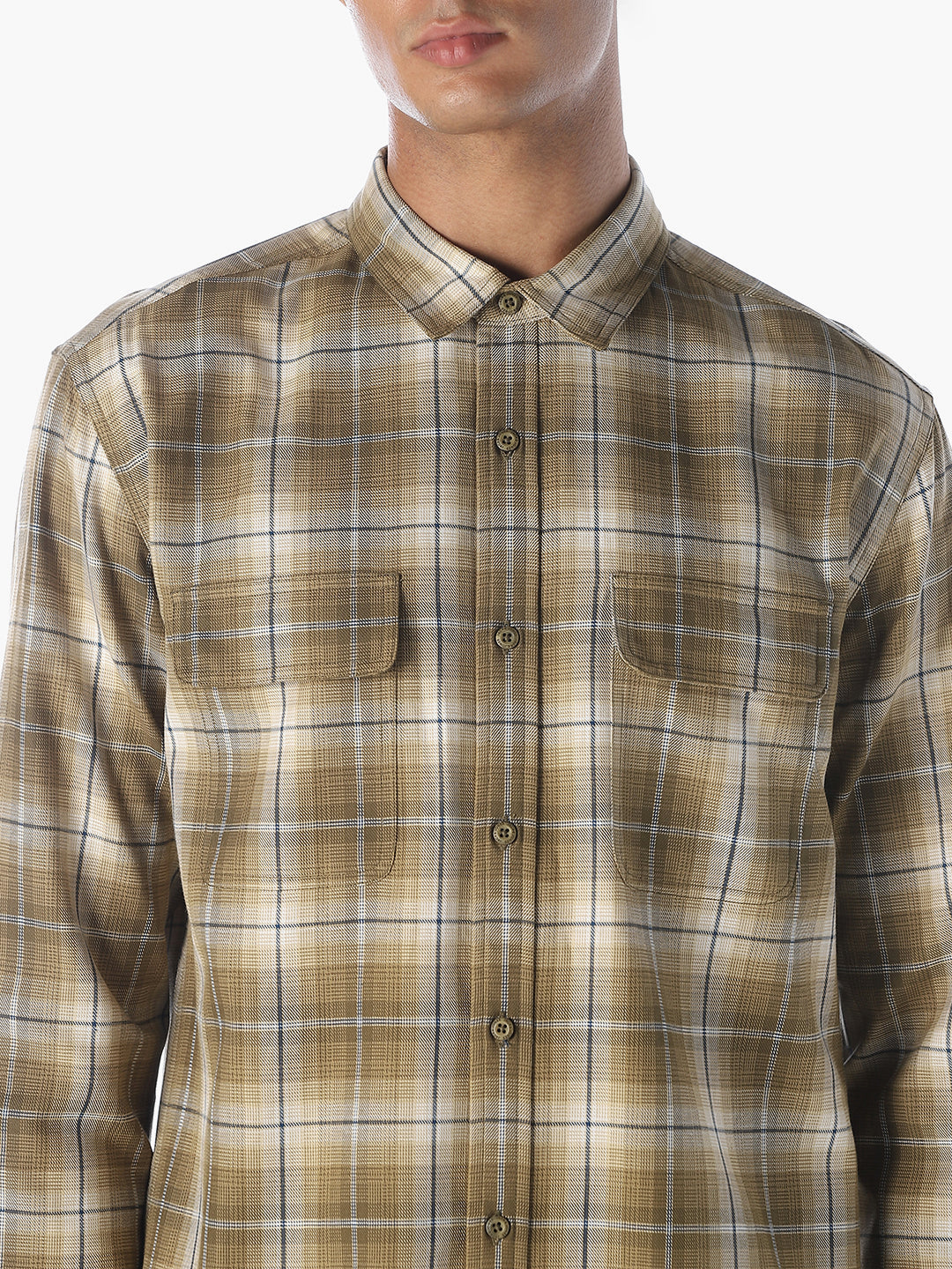 Patch Pockets Cotton Check Shirt