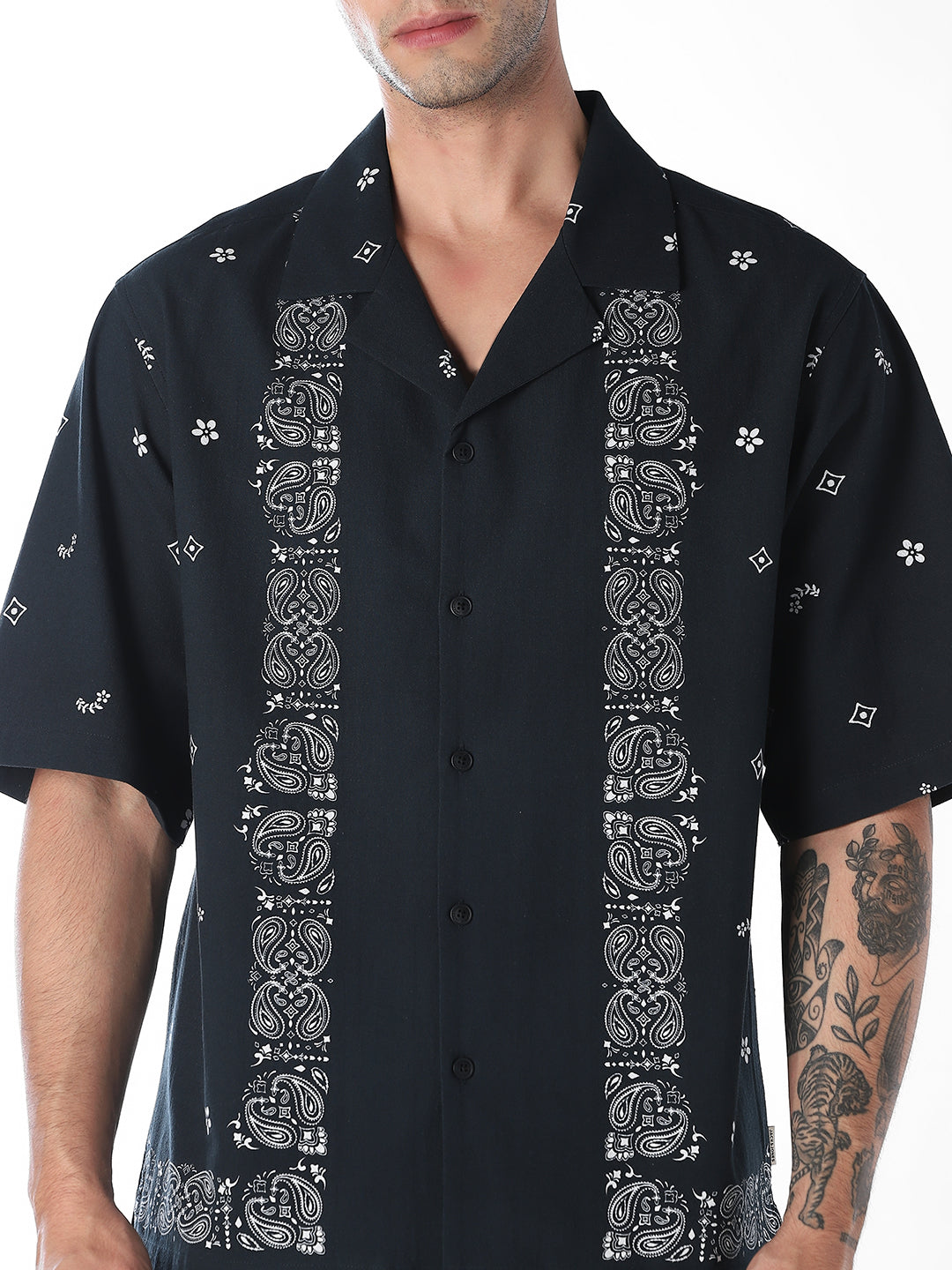 Navy Printed Oversized Shirt