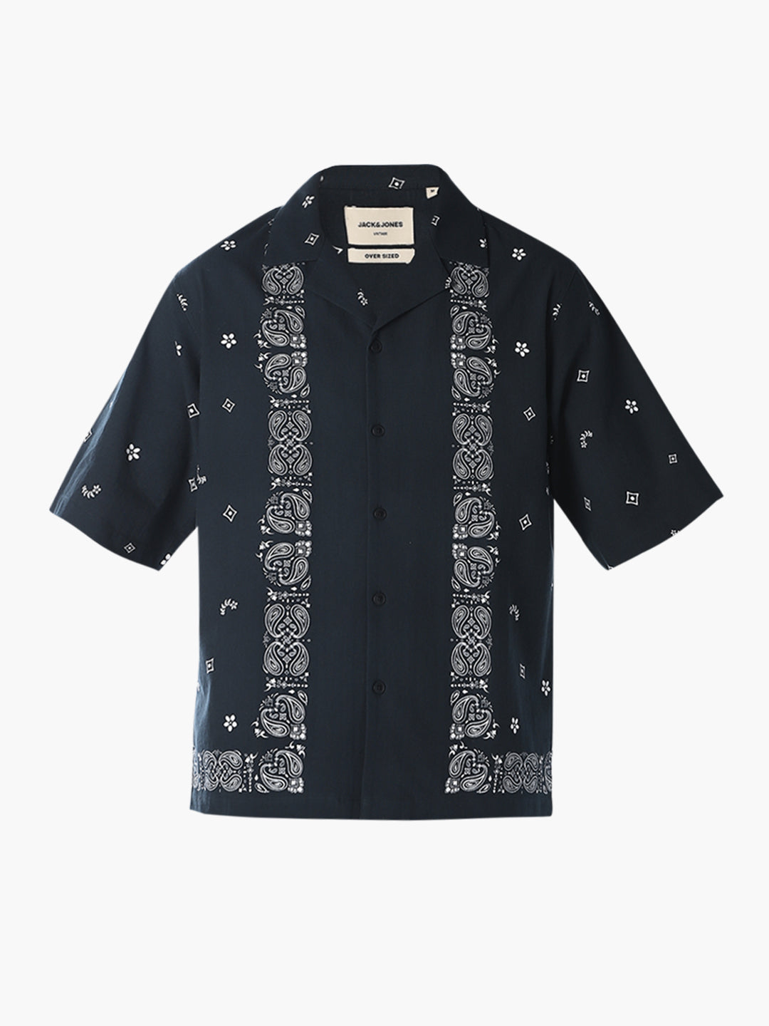 Navy Printed Oversized Shirt