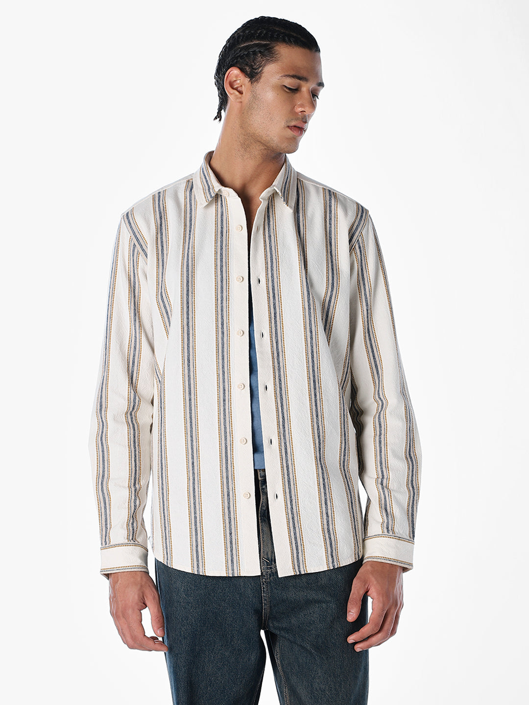 Cotton Striped Full Sleeves Shirt