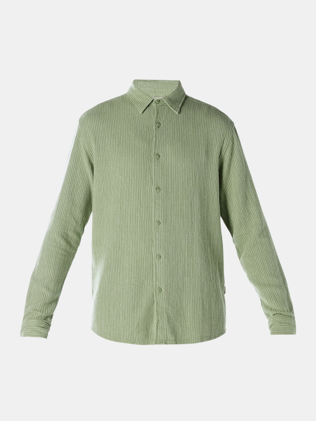 Green Textured Full Sleeves Shirt
